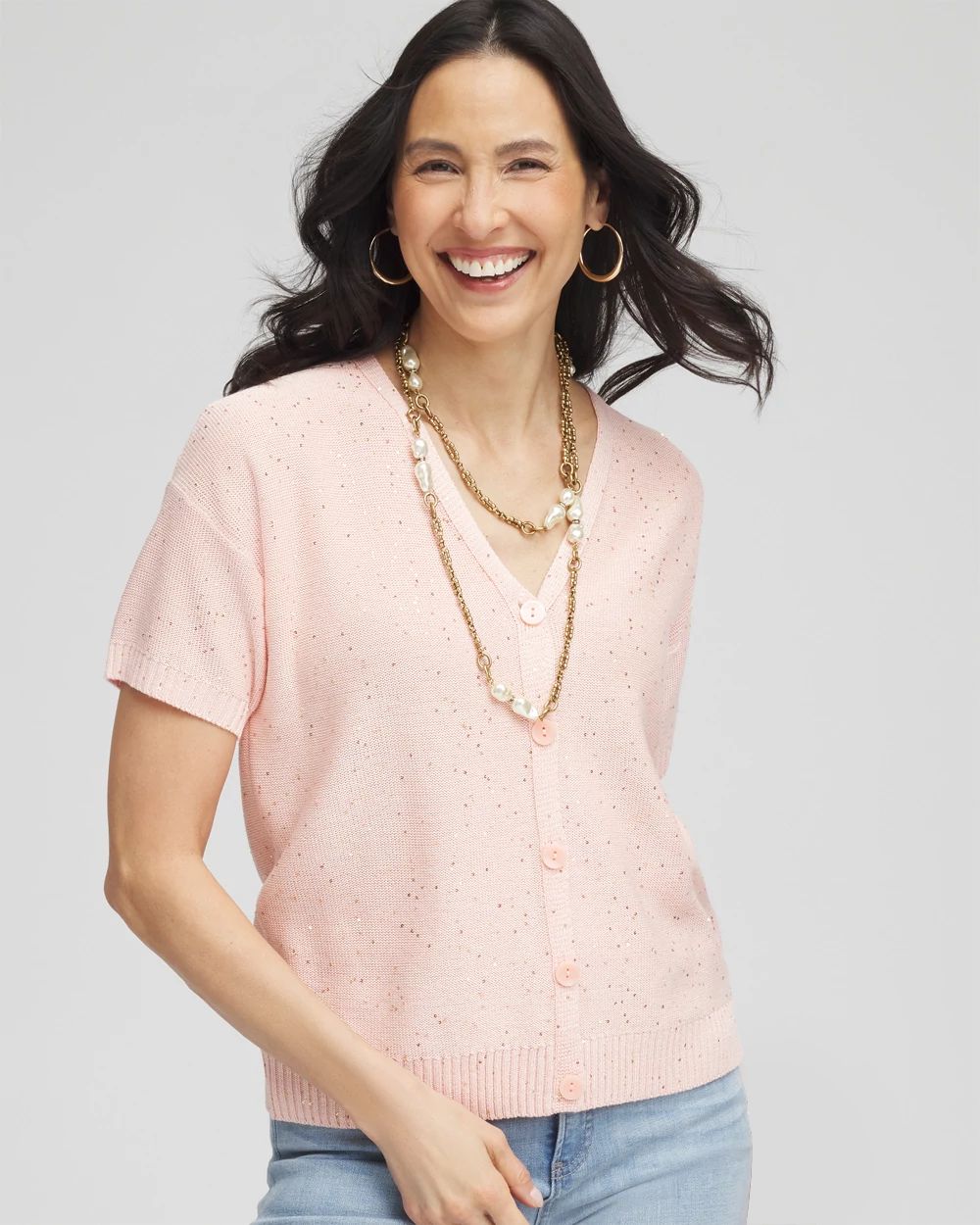 Sequin Short-Sleeved Cardigan | Chico's